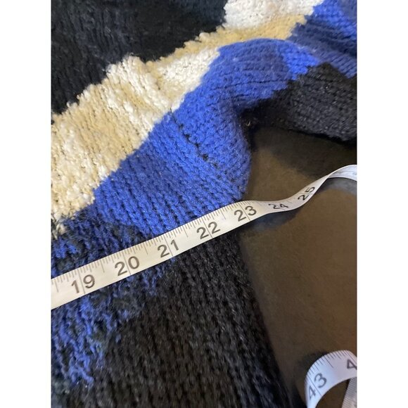 Vintage 90s Western Connection II Black Blue Balloon Sleeve Knit Sweater - Picture 8 of 9